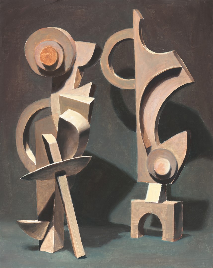 Twee Sculpturen (2021), 50 x 40 cm, oil on panel (collection Centraal Museum)